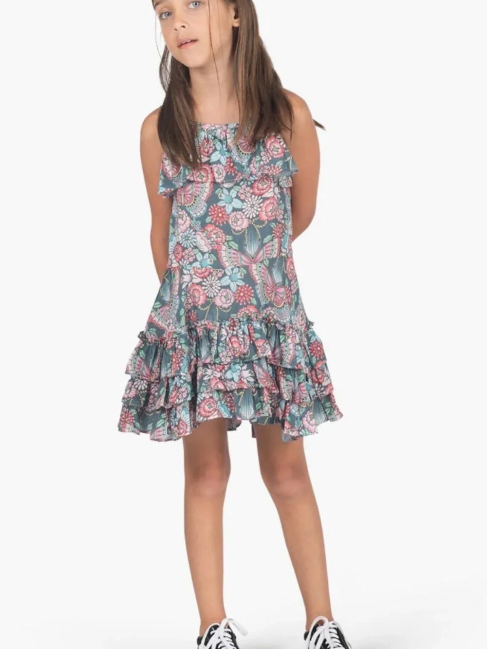 Paper Wings Spring Flowers Girls Dress Size 14
